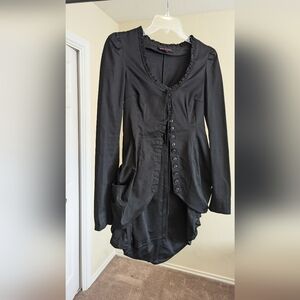 Betsey Johnson Black Corset Bustle Back Jacket Size 4